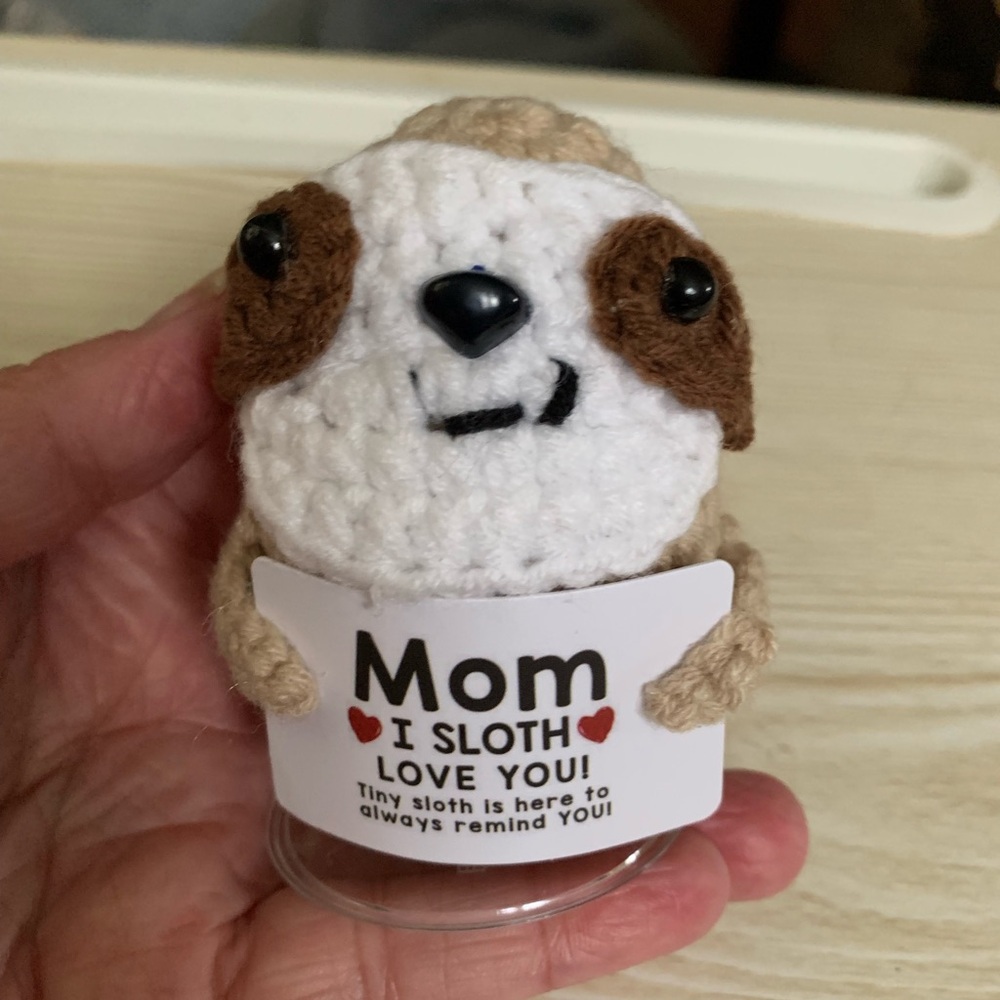 Crocheted Sloth Plush with Message